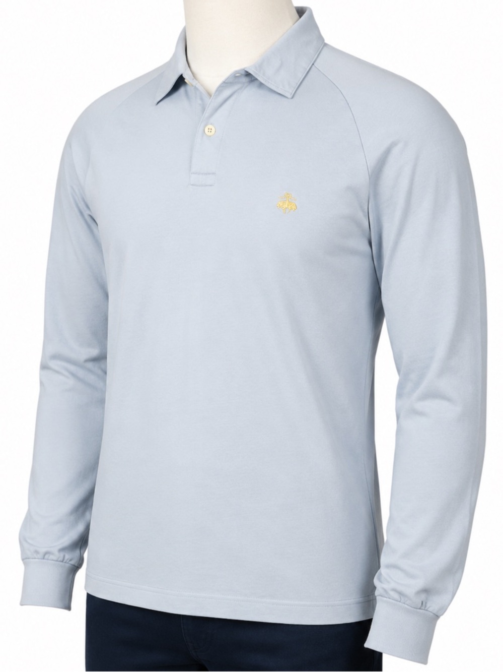 Men's Brooks Brothers Long Sleeve Golden Fleece Polo Shirt Light Blue Medium